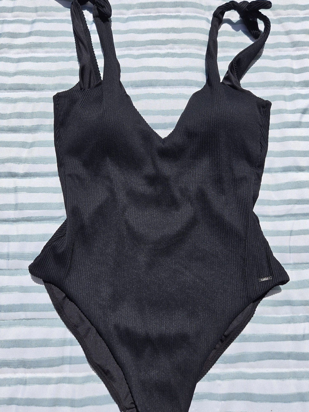 Black Ribbed One-Piece Swimsuit